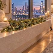 Artificial Eucalyptus and Boxwood Leaf Garland String Lights, Warm White 20 LED Battery Operated Fairy Lights with Fake Greenery Hanging Vines - 6.5ft - thumbnail number 9