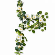 LED Greenery Garland with Artificial Eucalyptus & Peony Florals - Battery Operated Green Garland for Table & Fireplace Décor - 5.5ft - thumbnail number 2