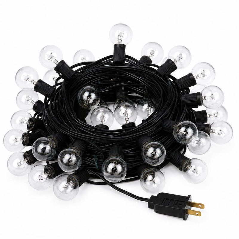 Coiled clear globe string lights with black wire and plug - thumbnail number 2