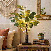 17 inch LED artificial eucalyptus tree on a nightstand as bedroom decor - thumbnail number 9