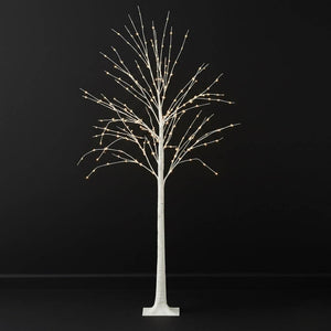 Lighted Birch Tree 6ft with 350 LEDs – Dimmable Plug-in White/Warm White Fairy Lights, Remote Timer Included and Detachable Base