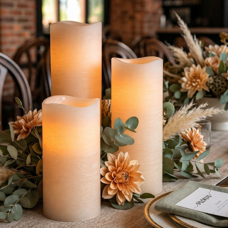 Richland 4" x 12" Large LED Pillar Candle with Wavy Top - thumbnail number 3