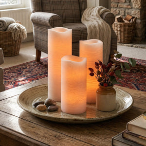 Richland 4" x 8" Large LED Pillar Candle with Wavy Top - Set of 6