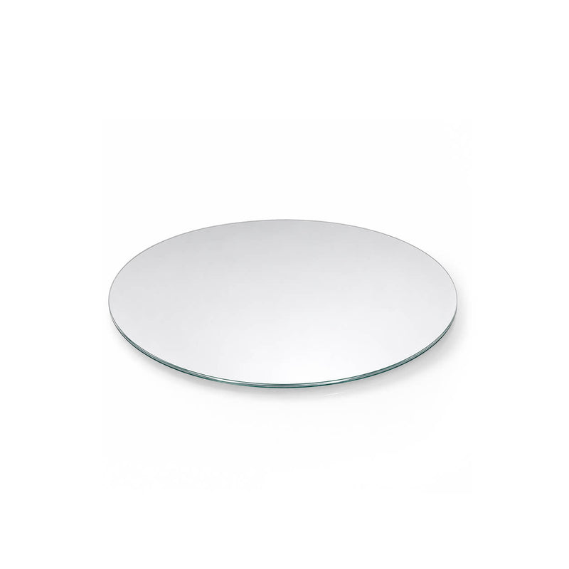 An 8 inch round mirror glass shown from an angled perspective on a white background - thumbnail number 2