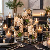 Glass vases filled with natural dried potpourri and candles on a table - thumbnail number 5