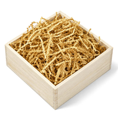 Natural brown crinkle-cut paper shred packed inside a wooden gift box - thumbnail number 2