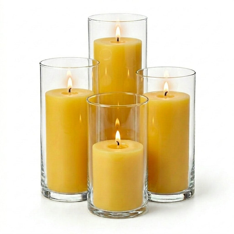 Richland Pillar Candles & Eastland Cylinder Holders Set of 48 - Yellow - thumbnail number 2