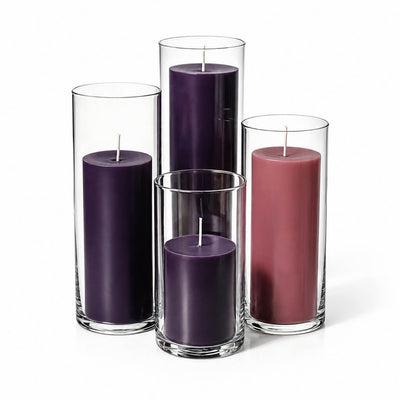 Richland Pillar Candles & Eastland Cylinder Holders Set of 4 - Advent