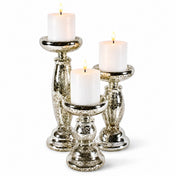 Eastland Unique Mercury Glass Pillar Candle Holder Set of 3 - thumbnail number 3
