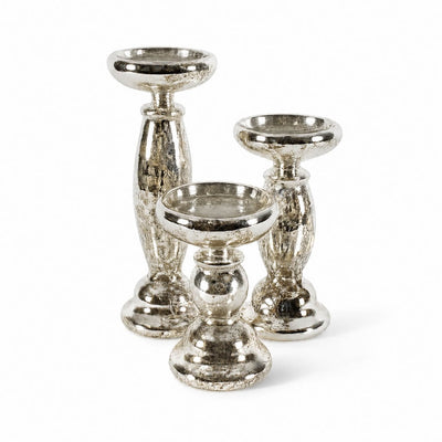Eastland Unique Mercury Glass Pillar Candle Holder Set of 3