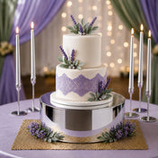 Two-tier lavender cake on silver mirror acrylic riser - thumbnail number 3