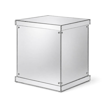 12" Silver Mirrored Acrylic Display Box – Pedestal Riser with Interchangeable Lid and Base