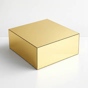 14"x14" Gold Mirror Finish Acrylic Cake Box Stand – Pedestal Riser with Hollow Bottom for Desserts - thumbnail number 1