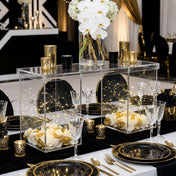 Clear acrylic connector plate table bridge styled with flowers and lights - thumbnail number 6