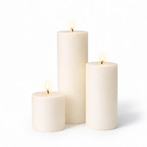 Richland Pillar Candles 3"x3", 3"x6" & 3"x9" Light Ivory Set of 36