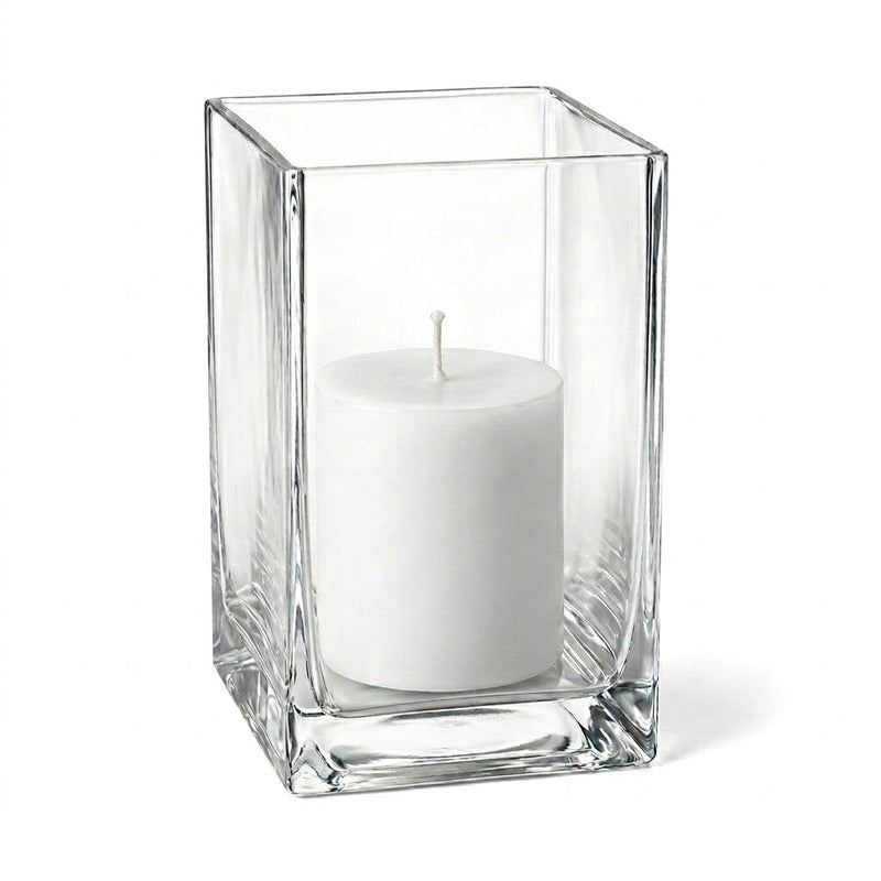 Richland Pillar Candle 3" & Eastland Square Holder 6" Set of 12 - White - thumbnail number 1