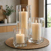 Richland Pillar Candle 9" & Eastland Square Holder 12" Set of 12 - Ivory - thumbnail number 6
