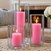 Richland Pillar Candle 3" & Eastland Square Holder 6" Set of 12 - Pink - thumbnail number 7