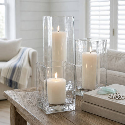 Richland Pillar Candle 3" & Eastland Square Holder 6" Set of 12 - Light Ivory - thumbnail number 6