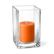 Richland Pillar Candle 3" & Eastland Square Holder 6" Set of 12 - Orange - thumbnail number 1
