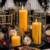 Richland Pillar Candle 9" & Eastland Square Holder 12" Set of 12 - Yellow - thumbnail number 3