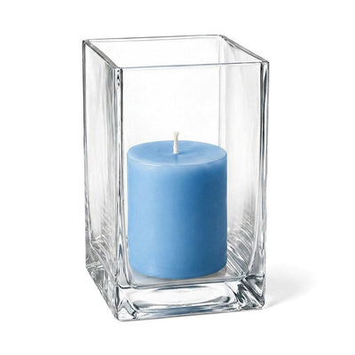 Richland Pillar Candle 3" & Eastland Square Holder 6" Set of 12 - Light Blue