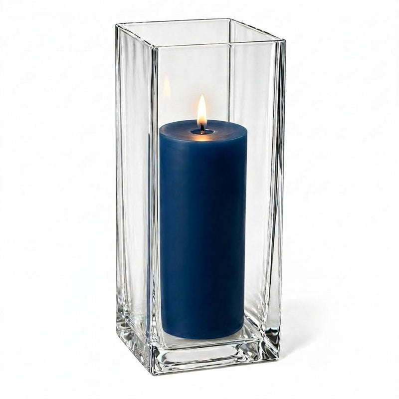 Richland Pillar Candle 9" & Eastland Square Holder 12" Set of 12 - Navy Blue - thumbnail number 2