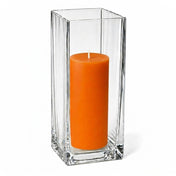 Richland Pillar Candle 9" & Eastland Square Holder 12" Set of 12 - Orange - thumbnail number 1