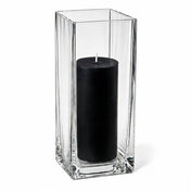 Richland Pillar Candle 9" & Eastland Square Holder 12" Set of 12 - Black - thumbnail number 1