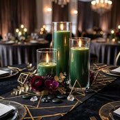 Richland Slim Pillar Candles & Cylinder Vases Set of 8 - Dark Green - thumbnail number 5