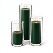Richland Pillar Candles & Cylinder Vases Set of 12 - Dark Green - thumbnail number 2