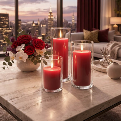 Richland Pillar Candles & Eastland Cylinder Holders Set of 48 - Red - thumbnail number 7