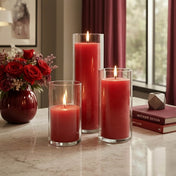 Richland Pillar Candles & Cylinder Vases Set of 3 - Red - thumbnail number 4