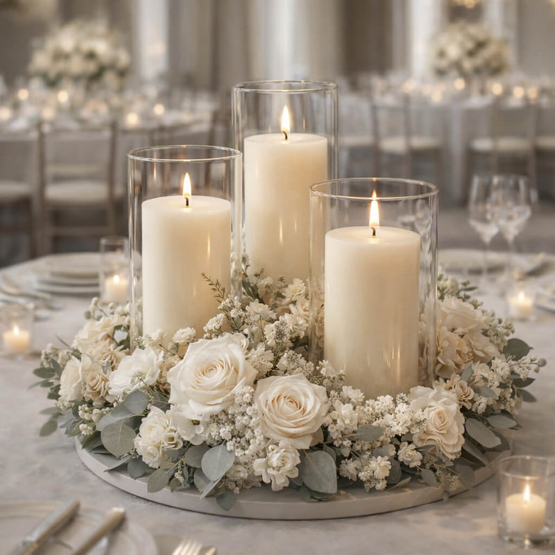 Richland Pillar Candles & Cylinder Vases Set of 12 - Light Ivory - thumbnail number 4