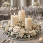 Richland Pillar Candles & Cylinder Vases Set of 3 - Light Ivory - thumbnail number 5