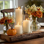 Richland Pillar Candles & Cylinder Vases Set of 3 - Light Ivory - thumbnail number 3