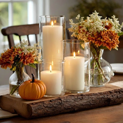 Richland Pillar Candles & Cylinder Vases Set of 12 - Light Ivory - thumbnail number 3