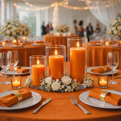 Richland Pillar Candle 6" & Eastland Cylinder Holder 7.5" inch Set of 12 - Orange - thumbnail number 5