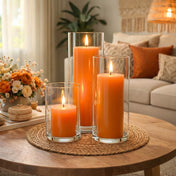 Richland Pillar Candle 6" & Eastland Cylinder Holder 7.5" inch Set of 12 - Orange - thumbnail number 6