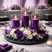 Richland Pillar Candles & Cylinder Vases Set of 3 - Purple - thumbnail number 5