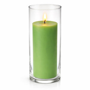 Richland Pillar Candle 9" & Eastland Cylinder Holder 10.5" Set of 12 (Choose your Color)