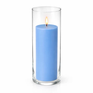Richland Pillar Candle 9" & Eastland Cylinder Holder 10.5" Set of 12 (Choose your Color)