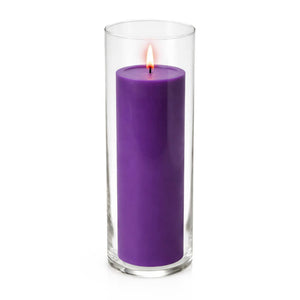 Richland Pillar Candle 9" & Eastland Cylinder Holder 10.5" Set of 12 (Choose your Color)