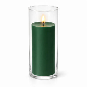 Richland Pillar Candle 9" & Eastland Cylinder Holder 10.5" Set of 12 (Choose your Color)
