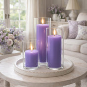 Richland Pillar Candle 3" & Eastland Cylinder Holder 6" Set of 12 - Lavender - thumbnail number 7