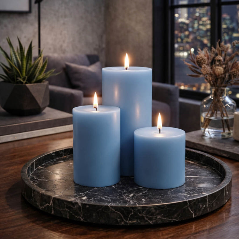 Richland Pillar Candle 3"x3" Light Blue - thumbnail number 10