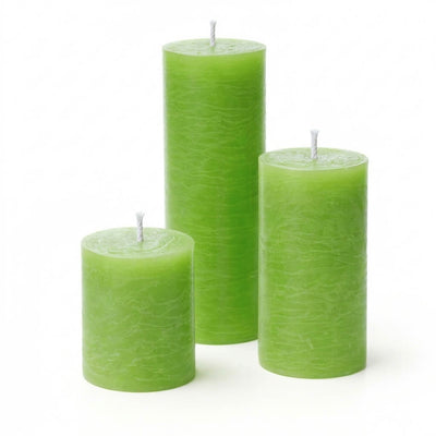 Richland Rustic Pillar Candle 3"x3", 3"x6" & 3"x9" Green Set of 36 - thumbnail number 1
