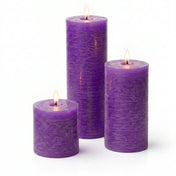 Richland Rustic Pillar Candle 3"x3", 3"x6" & 3"x9" Lavender Set of 3 - thumbnail number 2