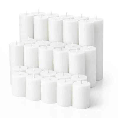 Richland Pillar Candles 2"x3", 2"x6", 2"x9" Set of 30