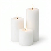 Richland Pillar Candles 4"x4", 4"x6" & 4"x9 White Set of 3 - thumbnail number 2